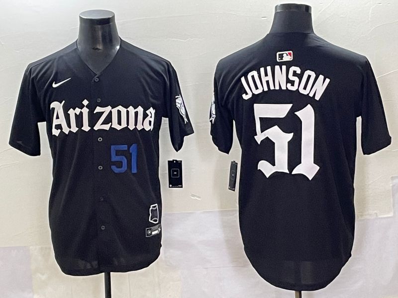 Men 2025 Arizona Diamondback 51 Johnson Black Five generations Joint Name Nike MLB Jersey style 7